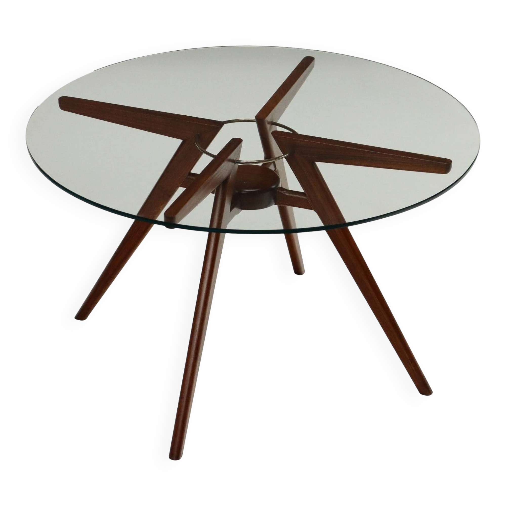 Vintage coffee table in beech and glass Argentina 1950s
