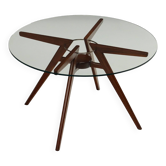 Vintage coffee table in beech and glass Argentina 1950s