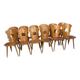 Suite de 12 chaises a manger Baumann bistrot gentiane 1970