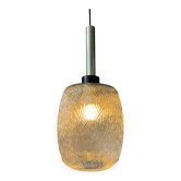 Transparent glass pendant with pattern, mid-century style