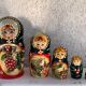 5 Russian matryoshka dolls made of folk and vintage handmade wood