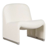 Giancarlo Piretti Alky Lounge Chair in White Bouclé Fabric for Anonima Castelli