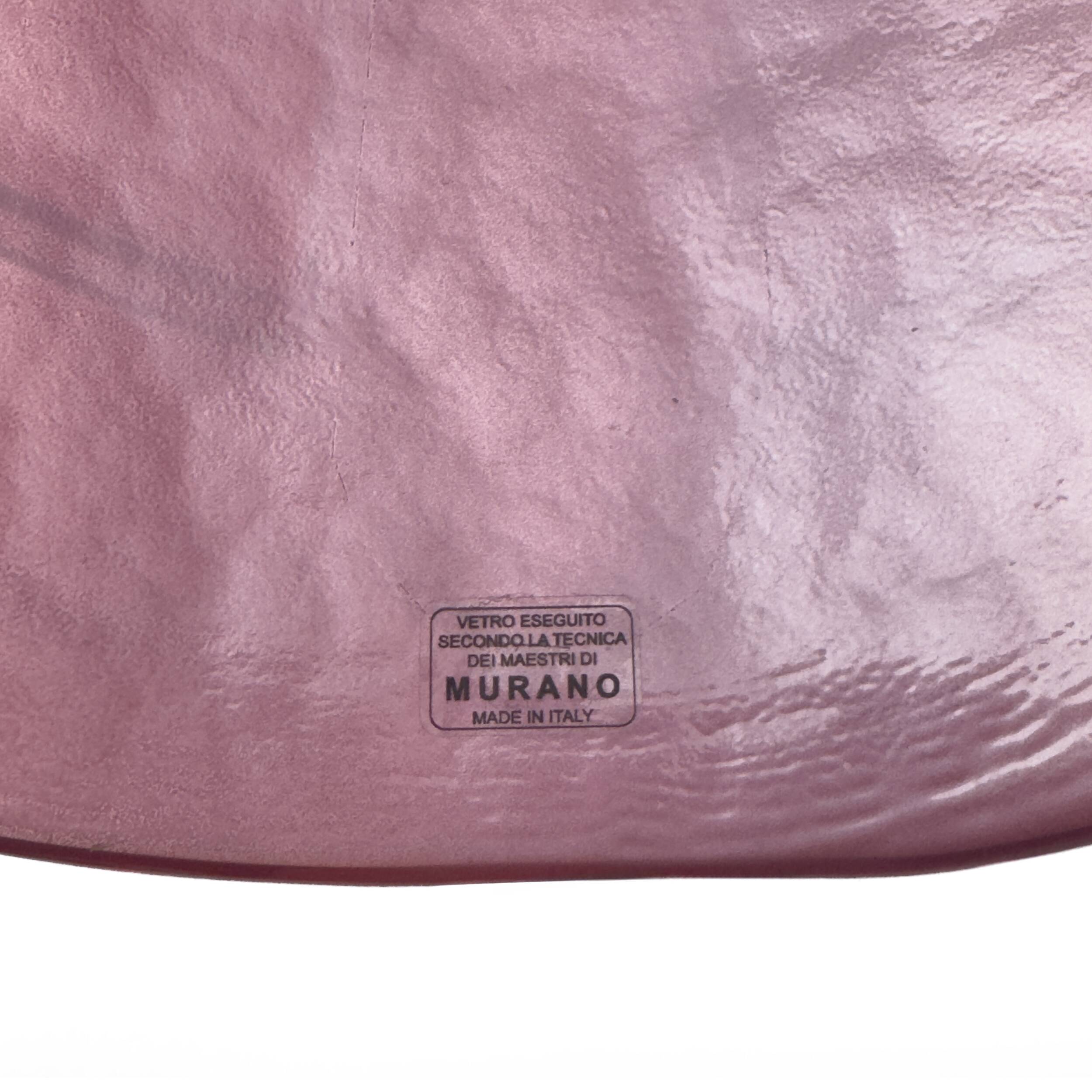 Pair of Mid-Century Modern Murano Glass Amethyst Pink Big Leafs Sconces