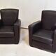 Pair of leather club armchairs