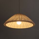 Vichy pendant light, conical shape "Malala Vichy sand and off-white"