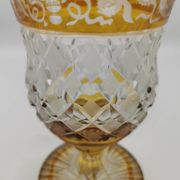 Vase en cristal de bohème jaune ambre