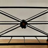 Vintage magazine rack and harness in wood and wrought iron