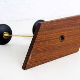 Double teak and brass candle holder