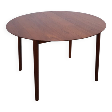 Vintage Deense Søborg Møbelfabrik uitschuifbare ovaal ronde eettafel teak