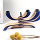 Candélabre en bois 7 branches | Bleu Klein | Design Scandinave