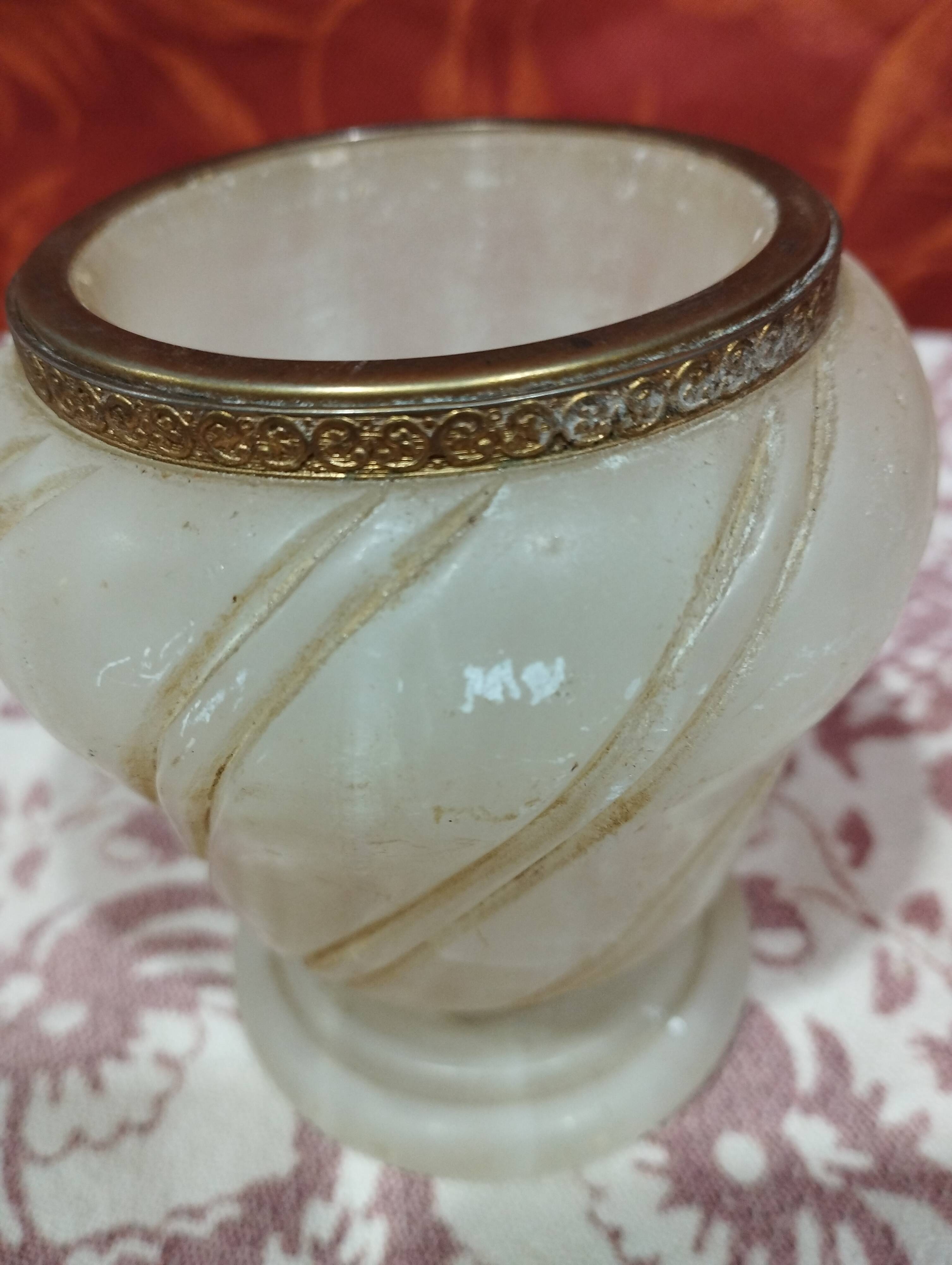 Vintage: small ball vase in natural stone and brass