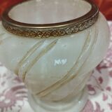 Vintage: small ball vase in natural stone and brass
