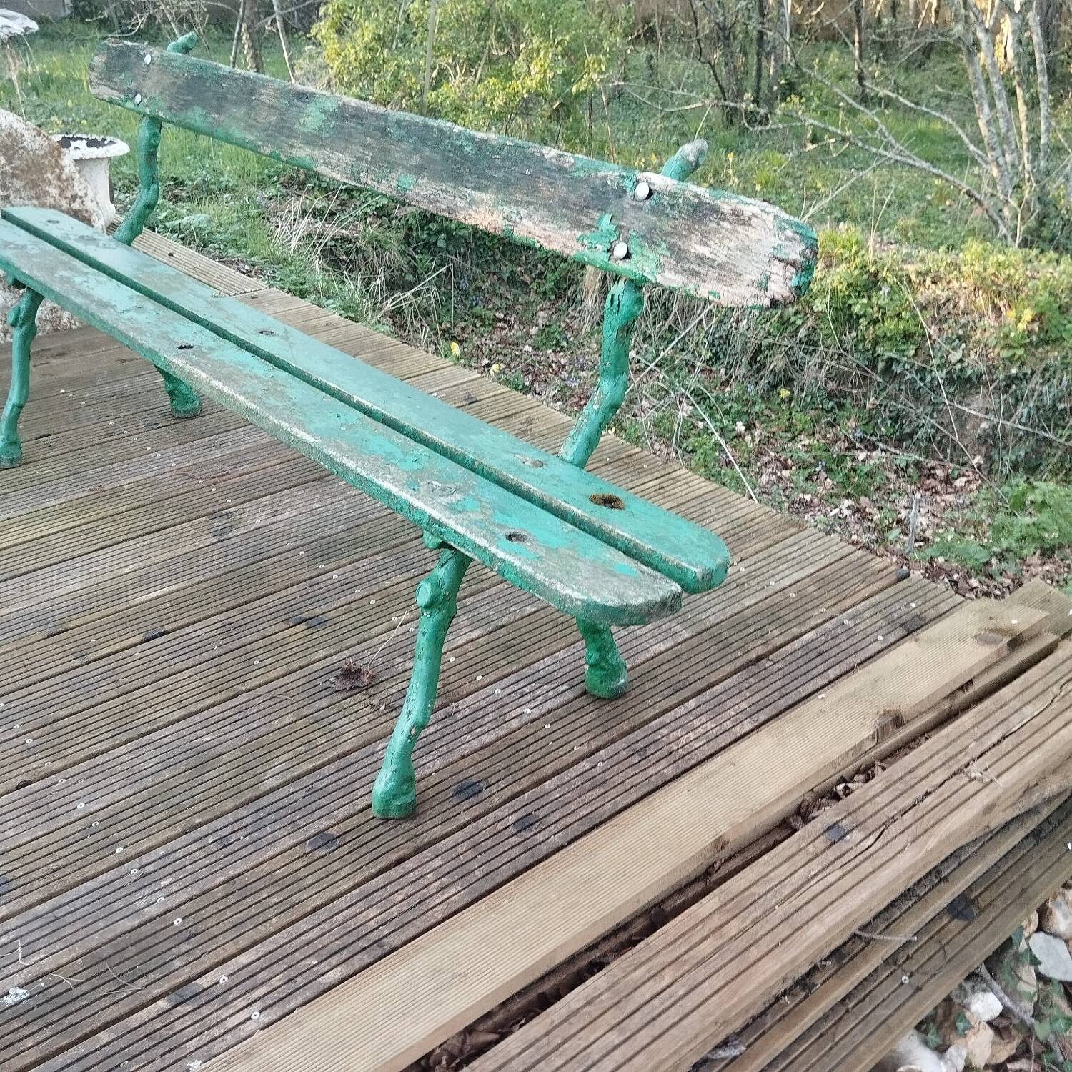 19th century cast iron public garden bench