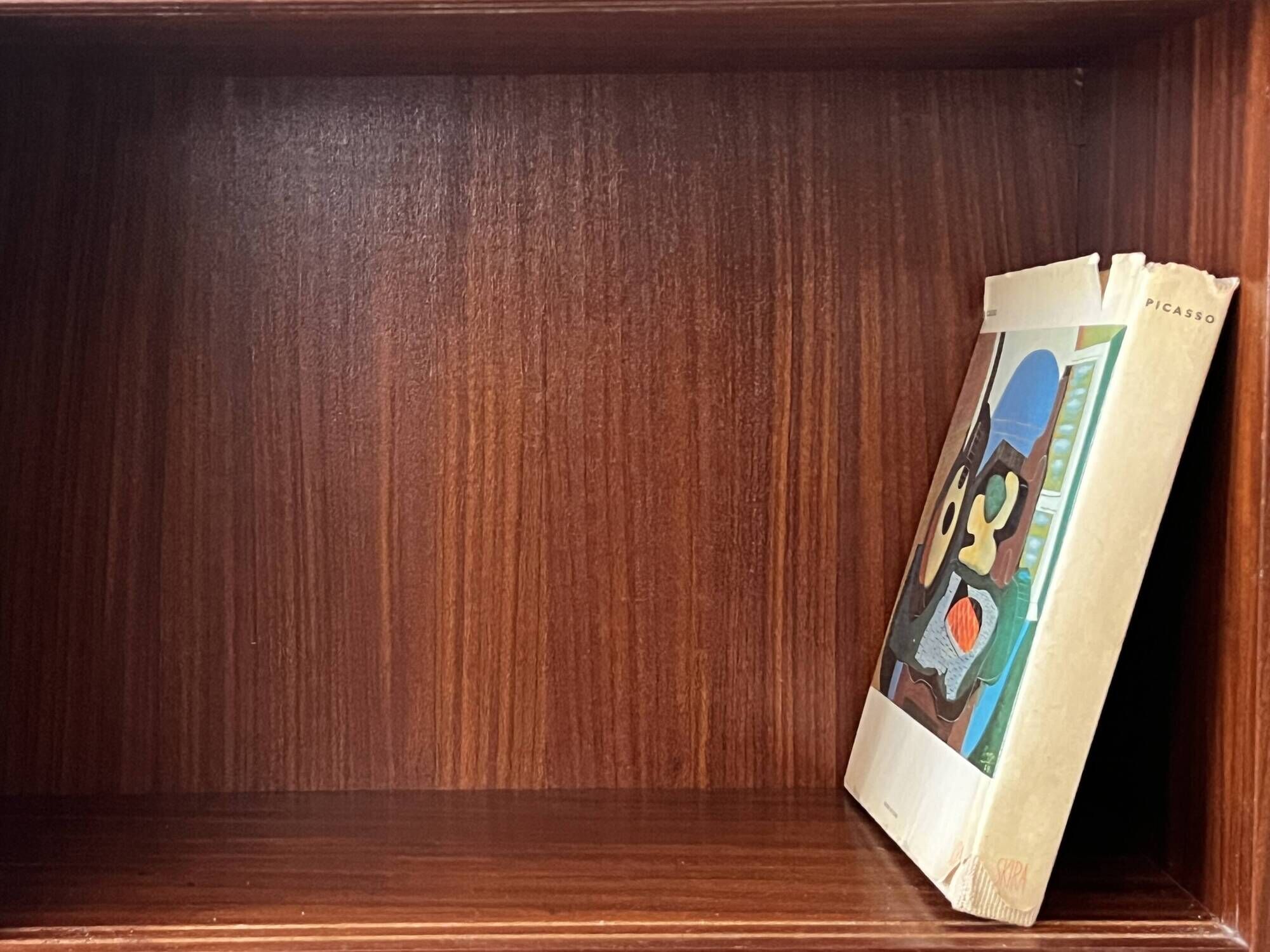 Large closed bookcase in wood and glass, Oscar Furniture design, 1950s