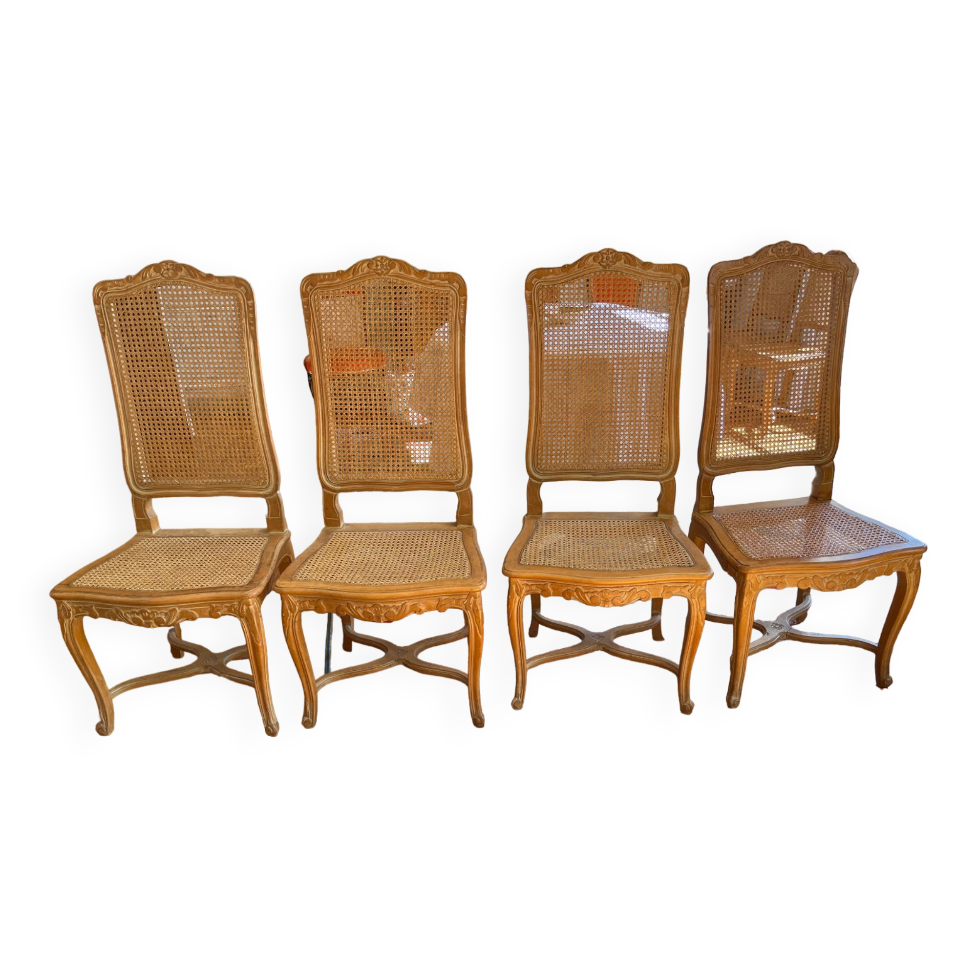 4 "Regency" chairs with high backrest