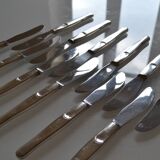 12 couteaux de table manches métal argenté & lames inox 22 cm