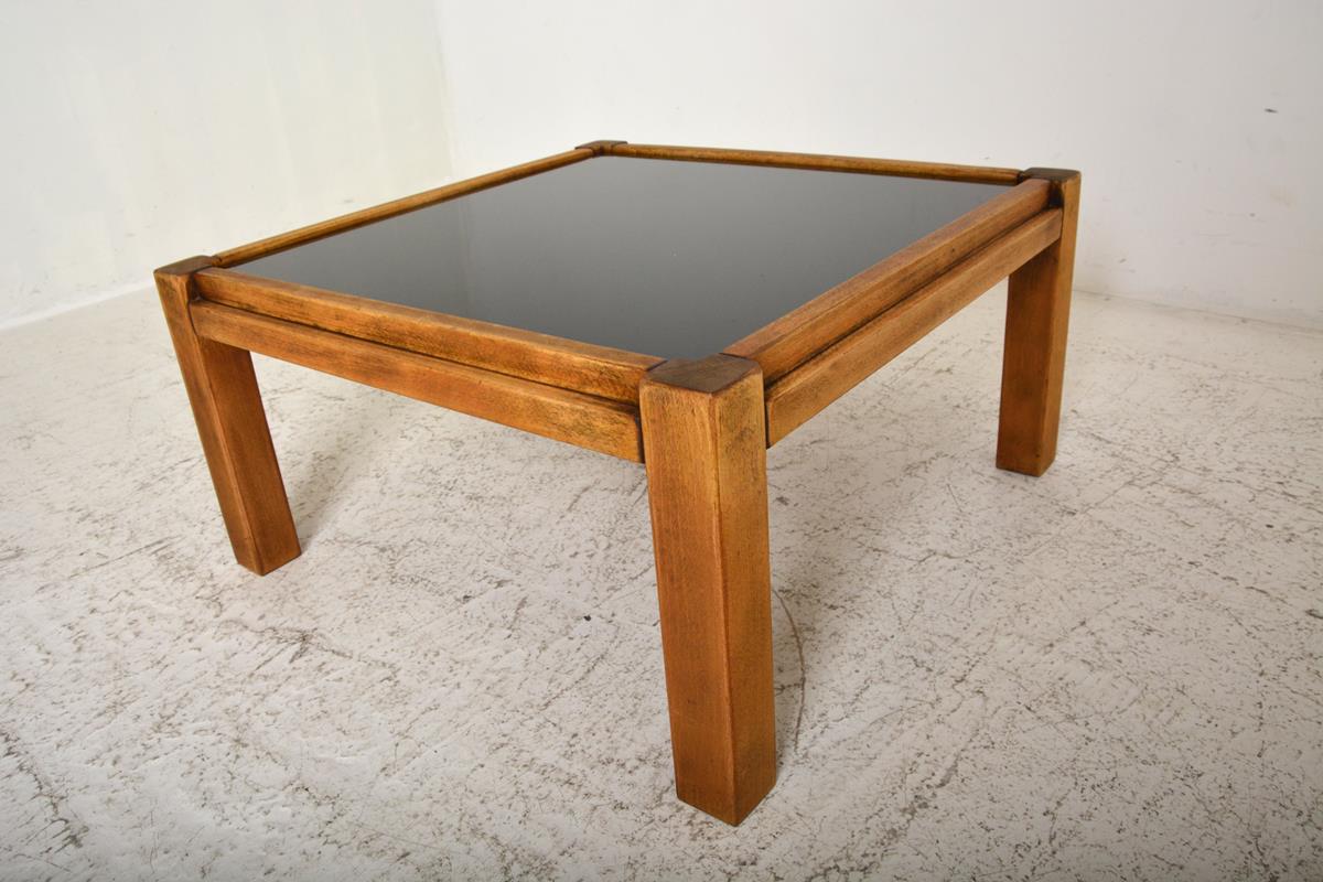 Coffee table 60s, opaline and wood