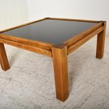 Coffee table 60s, opaline and wood