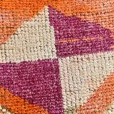 Tapis runner vintage berbère, motifs géométriques orange violet, 74x307Cm