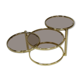 Mid century brass plated 3-tier swivel coffee table after Milo Baughman