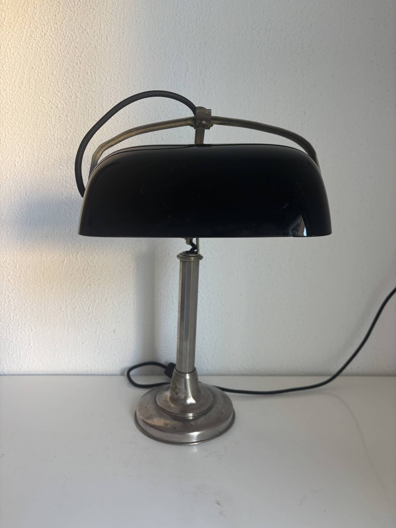 Vintage 1930 Pirouett Art Deco black opaline lamp - 45 cm