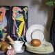 Eight Duralex dessert plates in 60s painted glass