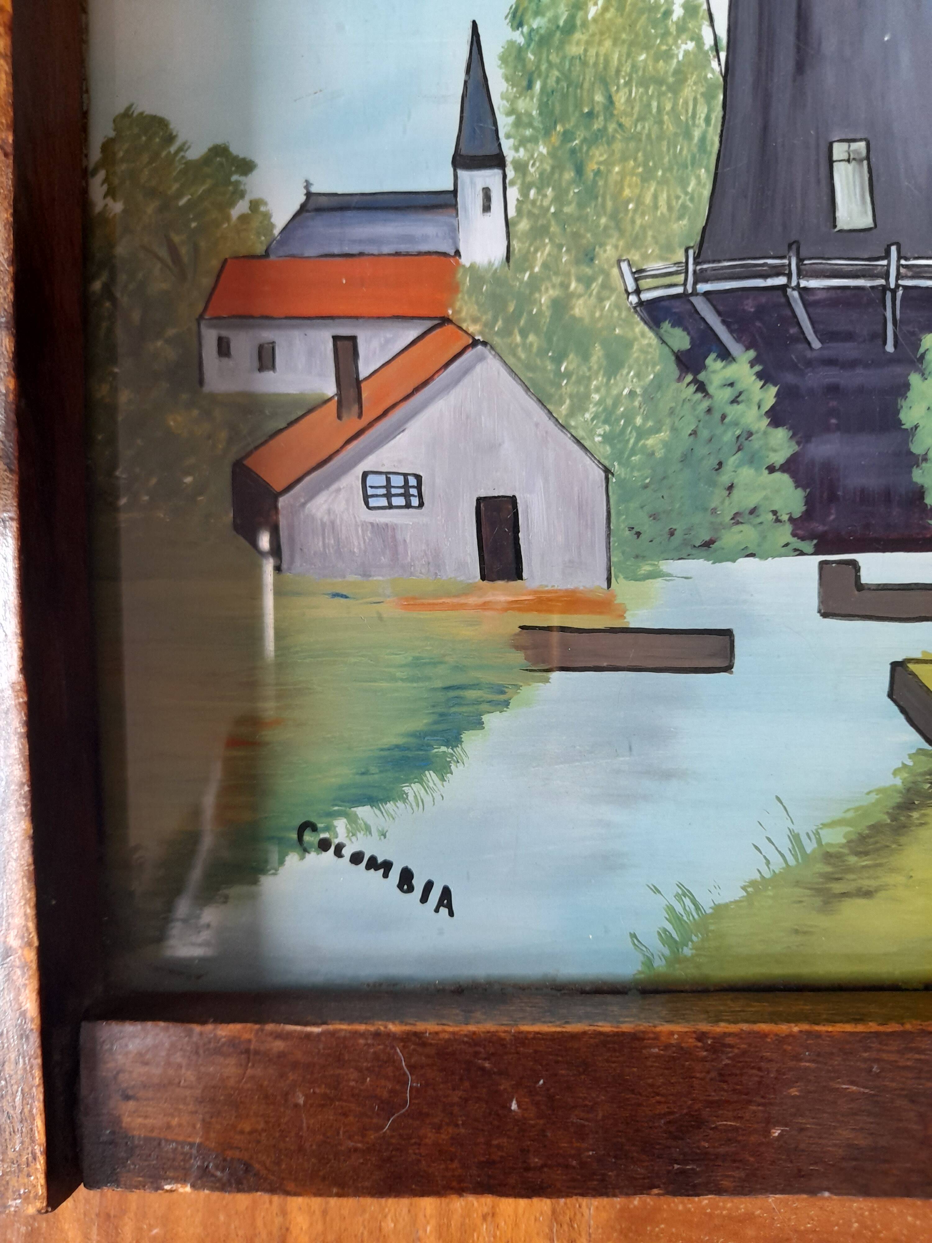 1930s tray, glass, painted wood