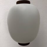 Vintage Scandinavian style opaline and teak pendant light