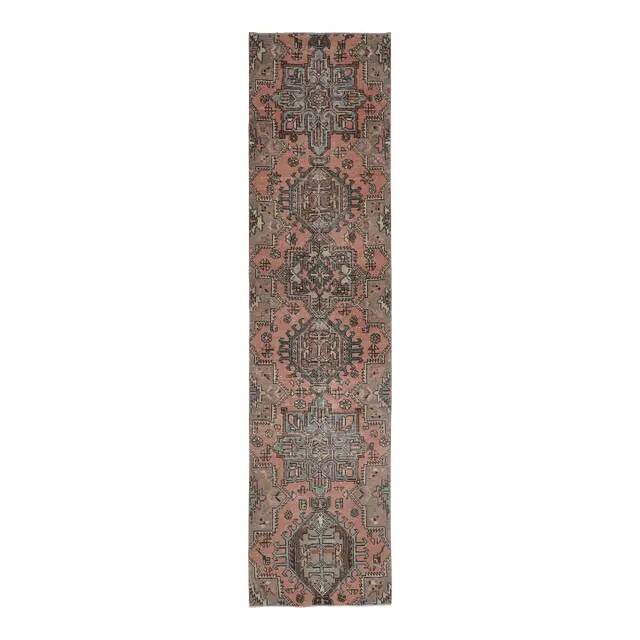1970s Turkish Oushak Handmade Wool Cotton Orange Runner Rug 78x327