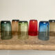 6 vintage coloured glasses