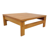 Vintage square coffee table in solid oak wood from the 60s 70s