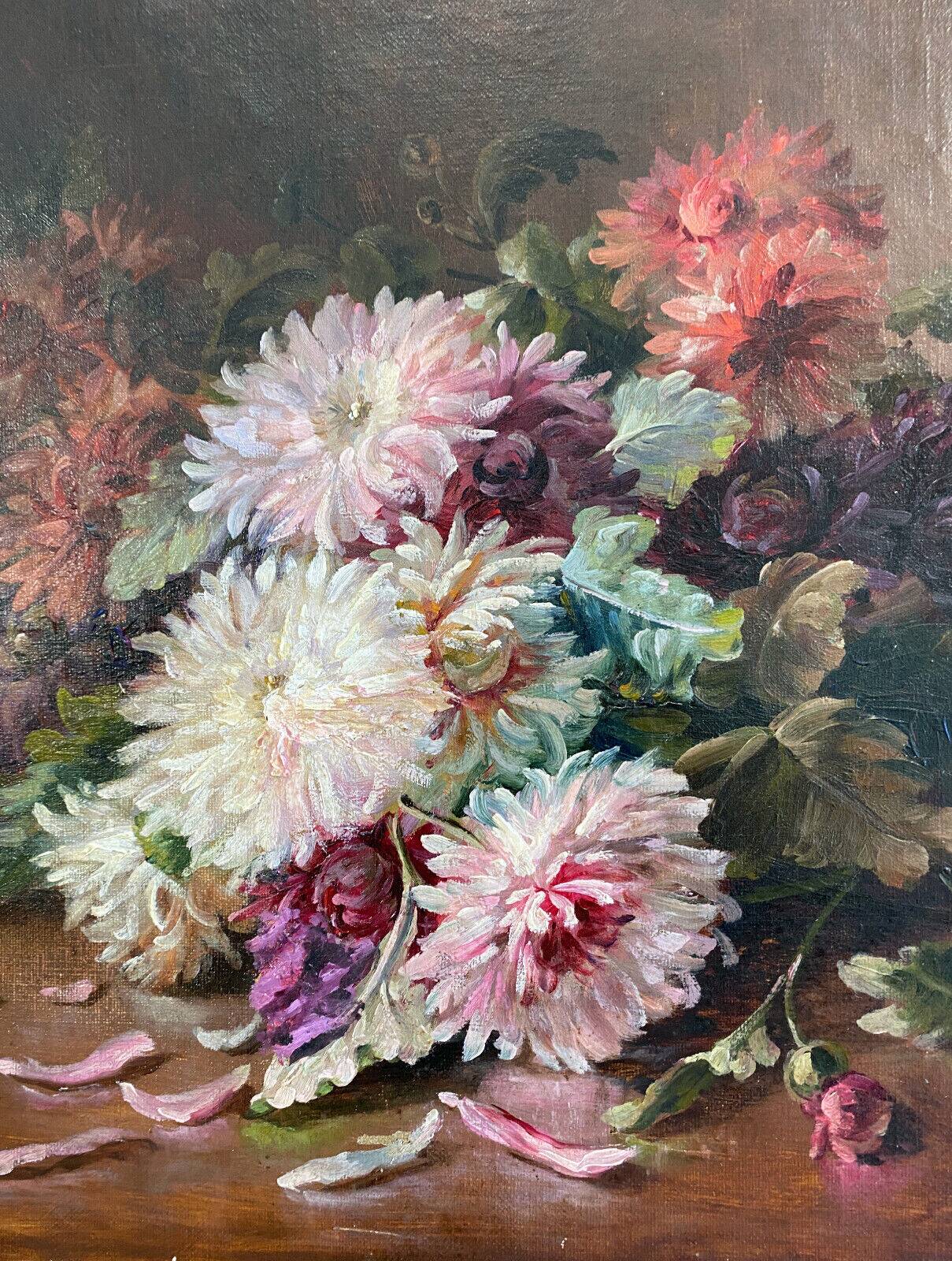 HST painting "Jetty of flowers" 19th century signed Tessier