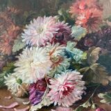 HST painting "Jetty of flowers" 19th century signed Tessier