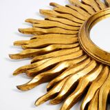 Mid Century Sunburst Kovex wall mirror made of wood and resin - gold plated