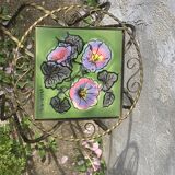 Plant stand, table, in wrought iron and vintage Vallauris ceramic