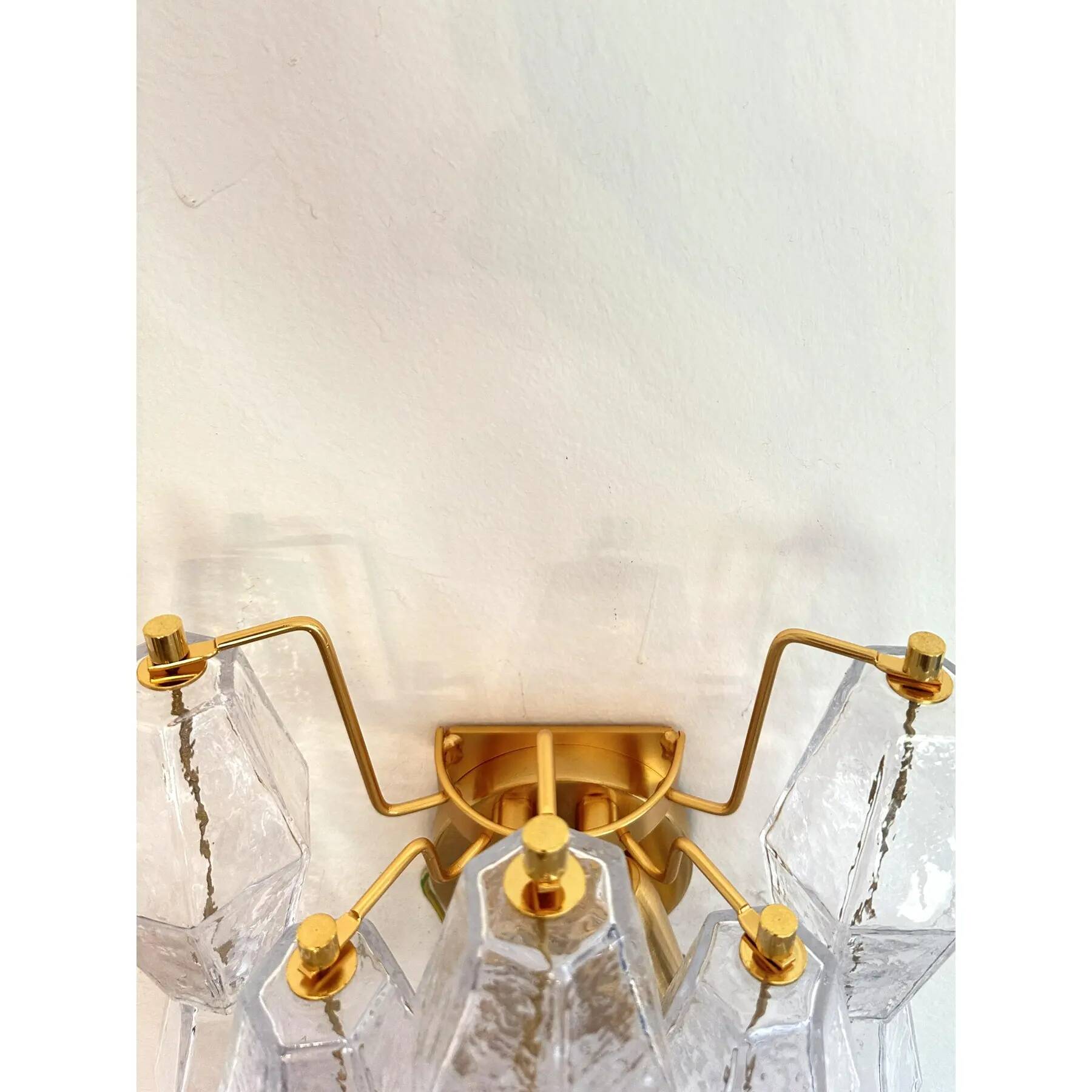 Contemporary Transparent “Poliedri” Murano Glass Gold Wall Sconce in Venini