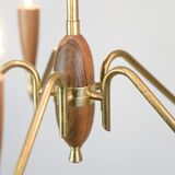 Chandelier made In Teak & Brass From 1960s