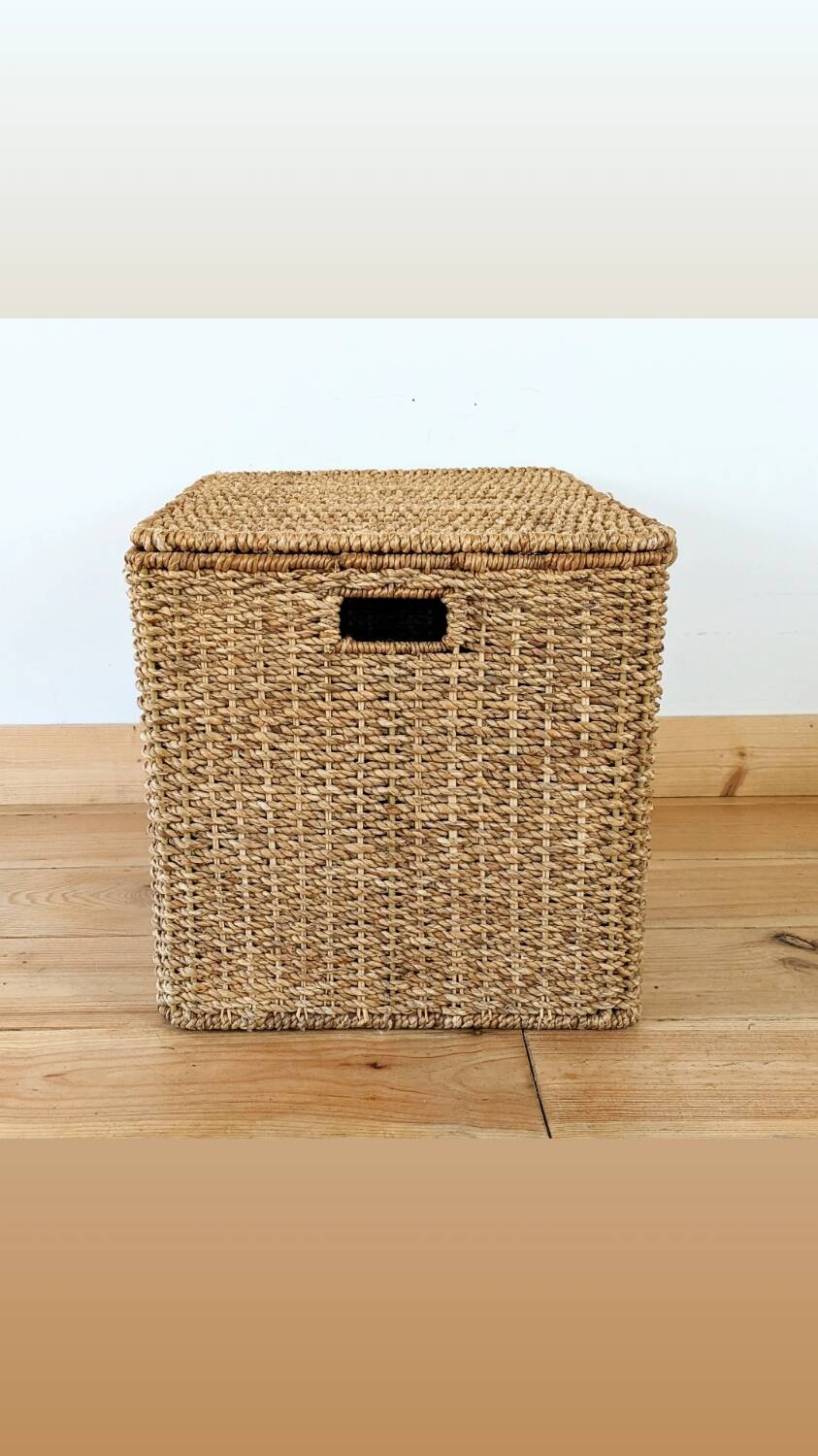 Vintage woven wicker trunk