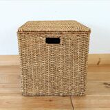 Vintage woven wicker trunk