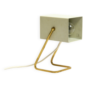 Great Mid Century metal bedside lamp with brass base by Kaiser Leuchten
