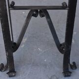 Pair of wrought iron and lava stone bedsides