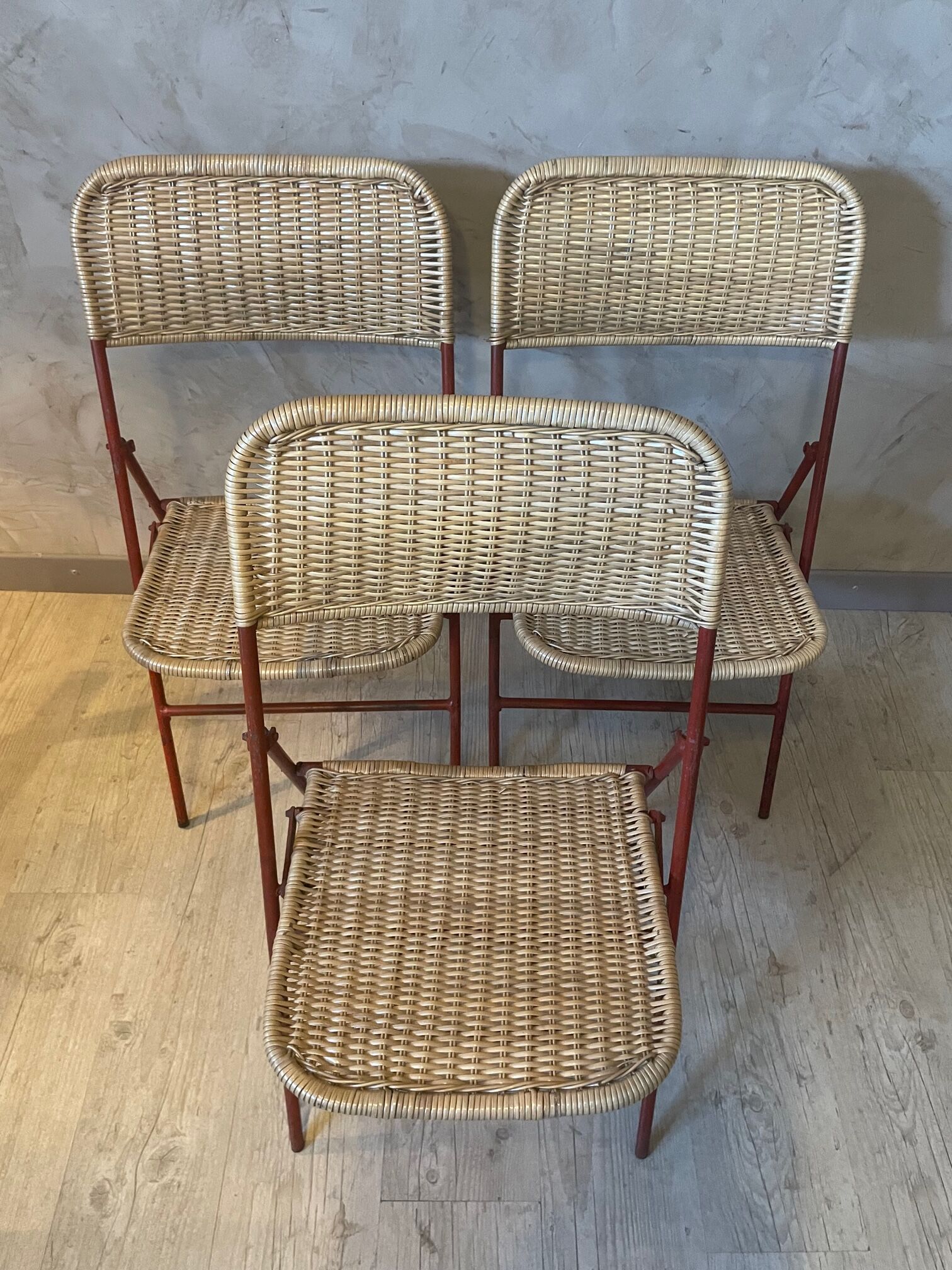 Set of 3 rattan chairs