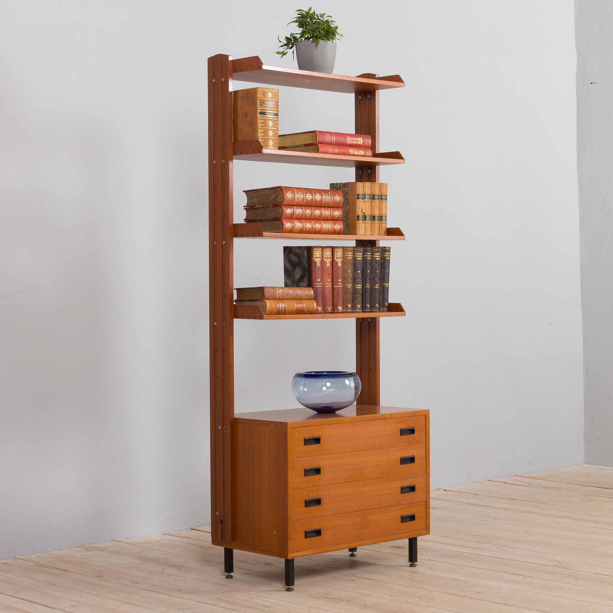 Italian teak free standing wall unit 1970s