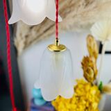 Walking lamp or suspension opaque globe shape of Art Deco flower