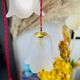 Walking lamp or suspension opaque globe shape of Art Deco flower