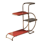 Bauhaus tubular steel plant stand by Emile Guyot, coloured glass shelves, mid-20th century, Czechoslovakia, 90 × 30 × 105 cm