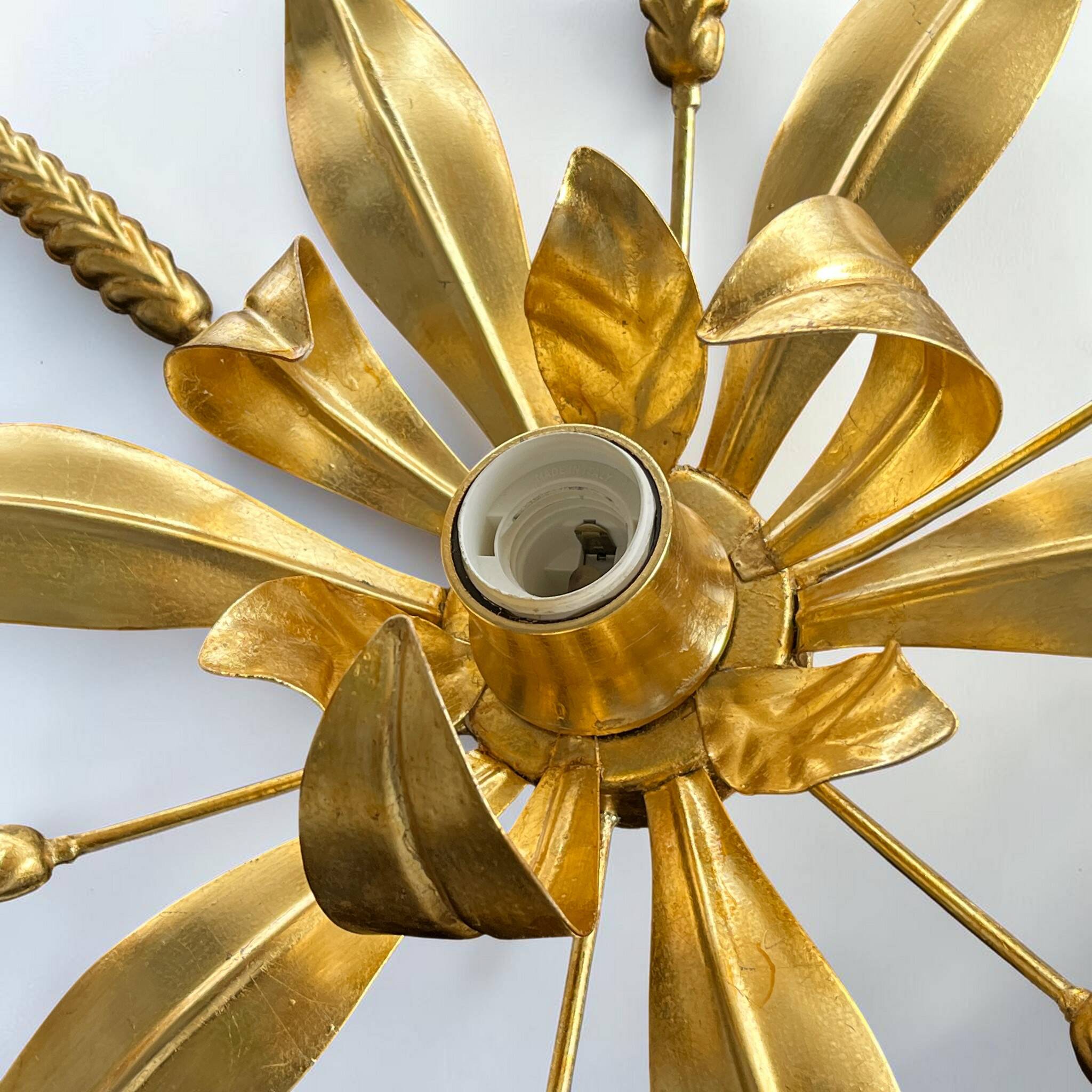 Gold leaf metal flower wall light Florentine wall light wheat ears