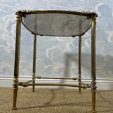 Small side table with a smoked glass top, Hollywood Regency.