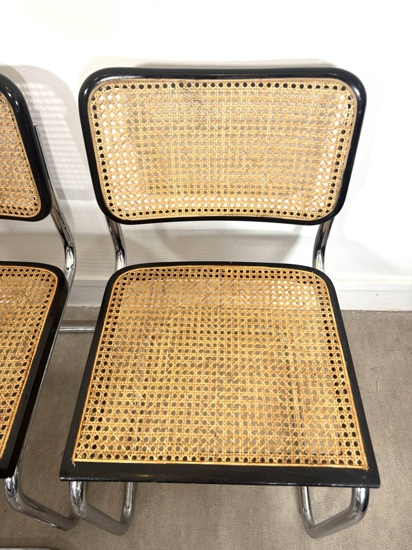 Set of four B32 chairs by Marcel Breuer made in Italy.