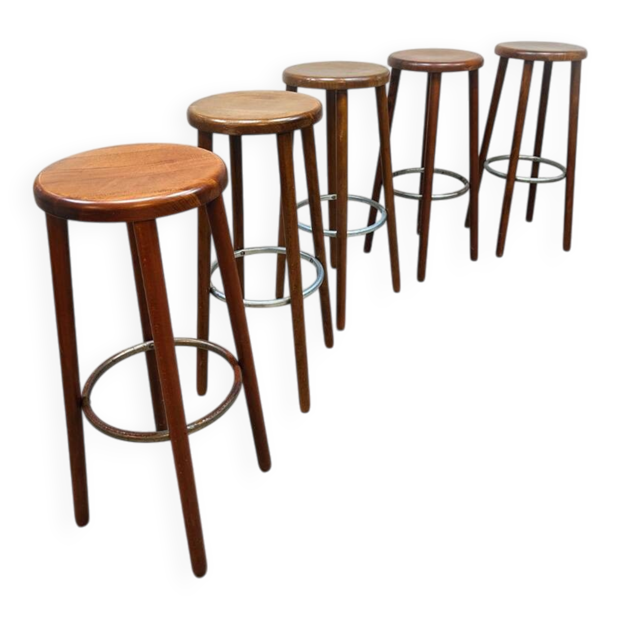 Vintage French wooden bar stools 1970s
